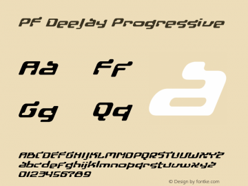 Beispiel einer PF DeeJay Progressive-Schriftart