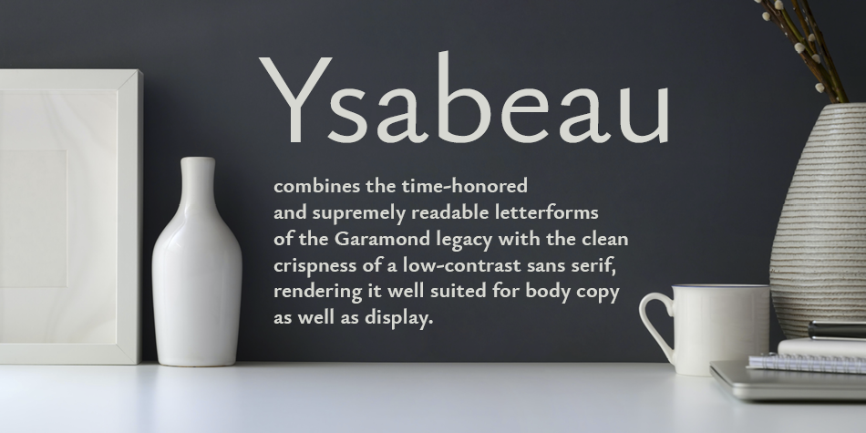 Beispiel einer Ysabeau Infant Medium-Schriftart