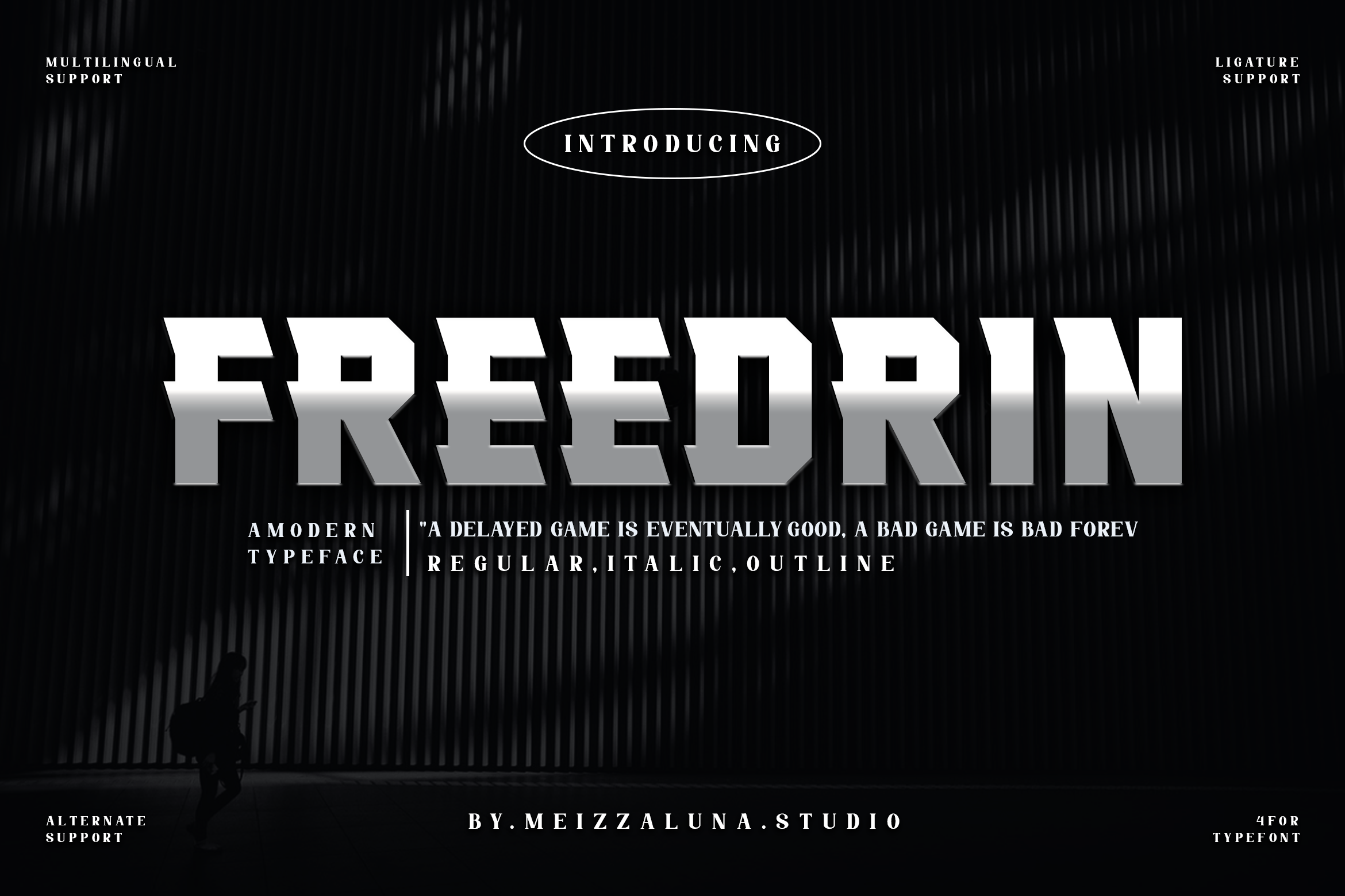 Beispiel einer Freedrin Italic-Schriftart