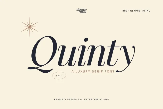 Beispiel einer Quinty Italic-Schriftart