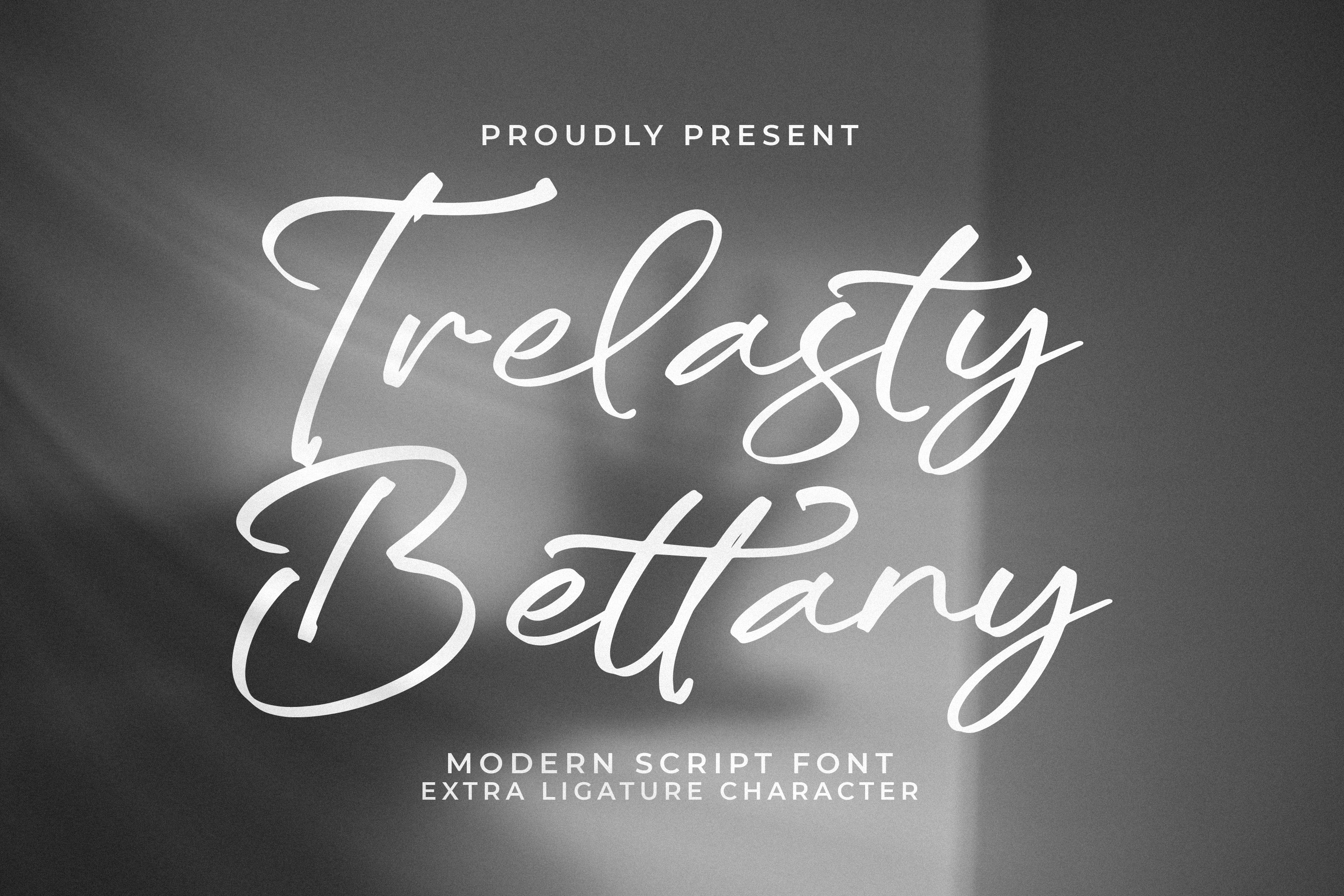 Beispiel einer Trelasty Bettany Italic-Schriftart