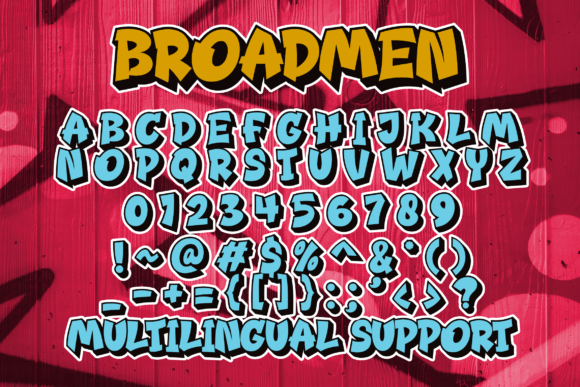 Beispiel einer Broadmen Outline-Schriftart