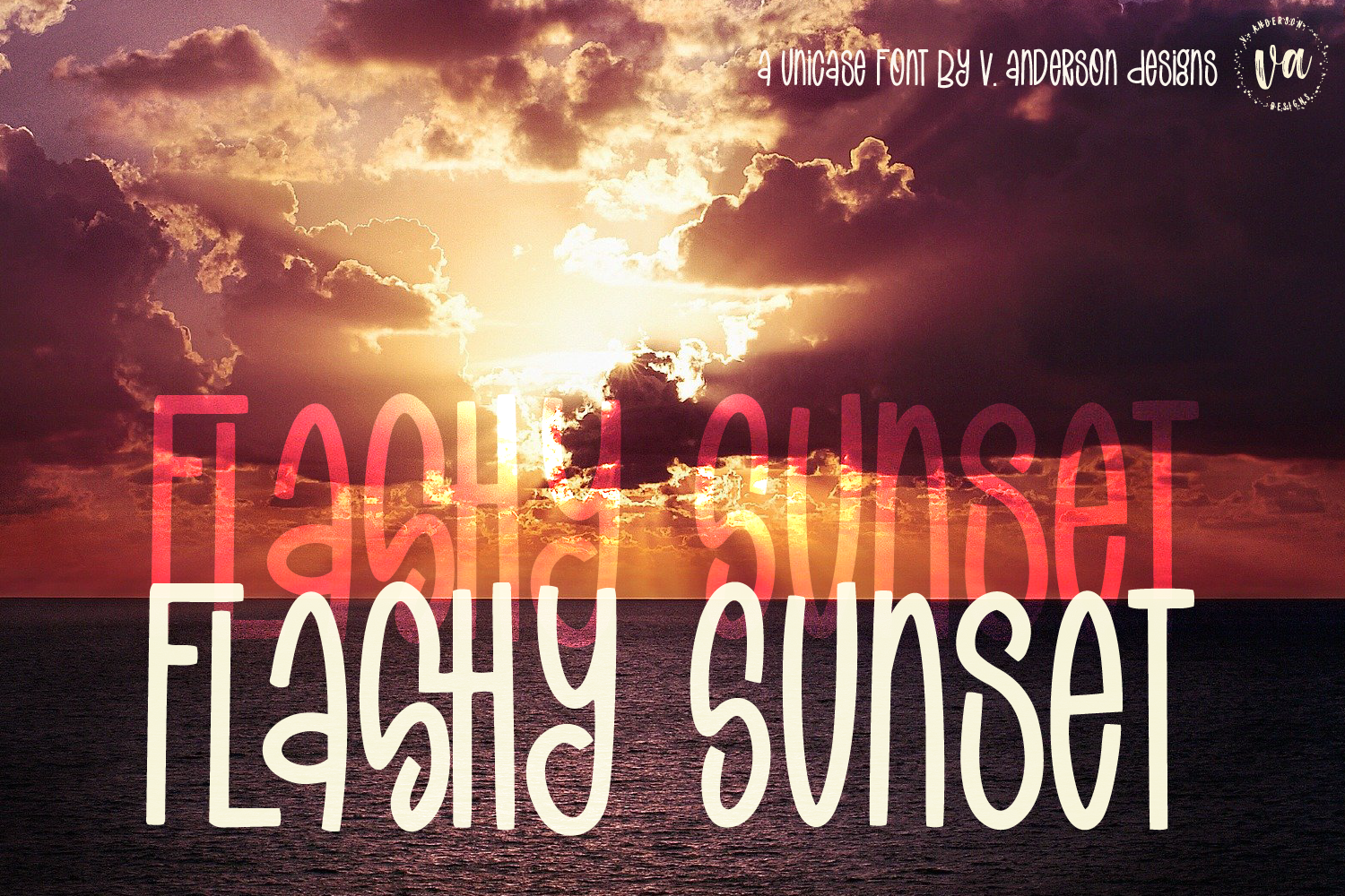 Beispiel einer Flashy Sunset-Schriftart