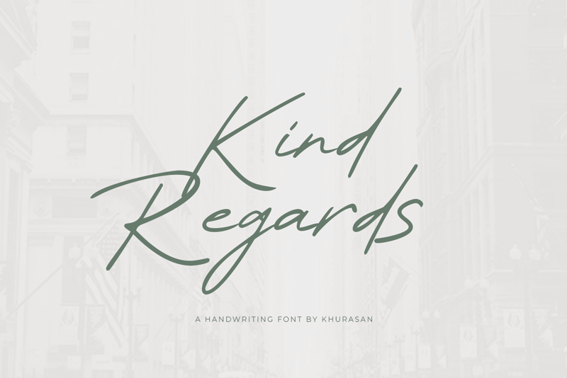 Beispiel einer Kind Regards Regular-Schriftart