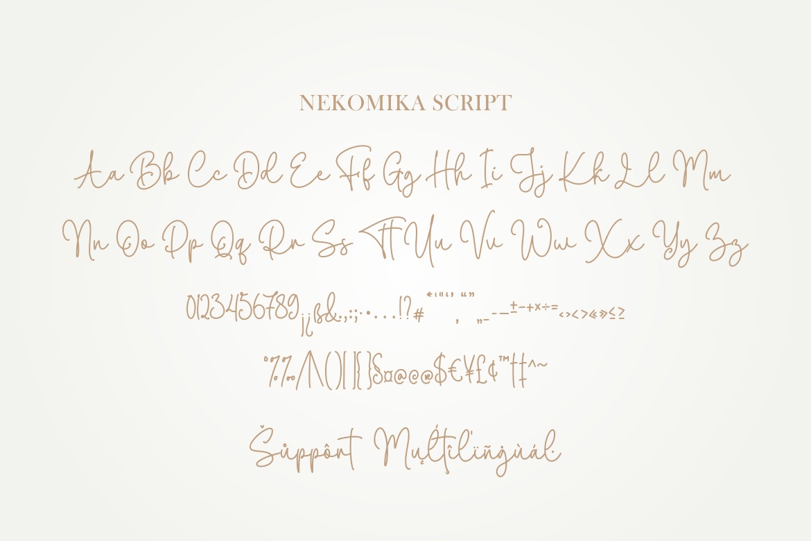 Beispiel einer Nekomika Script-Schriftart