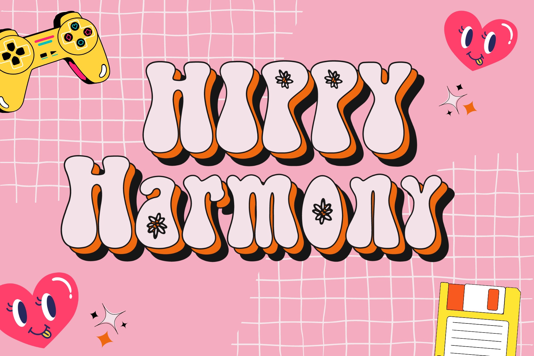 Beispiel einer Hippy Harmony Regular-Schriftart