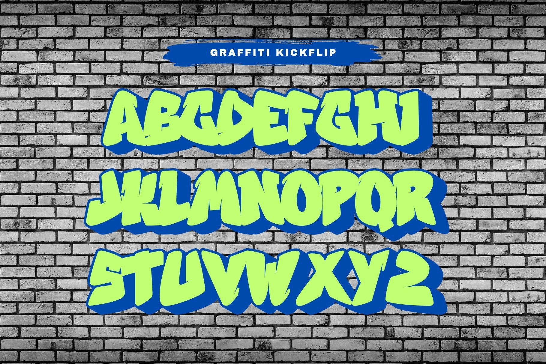 Beispiel einer Graffiti Kickflip Regular-Schriftart