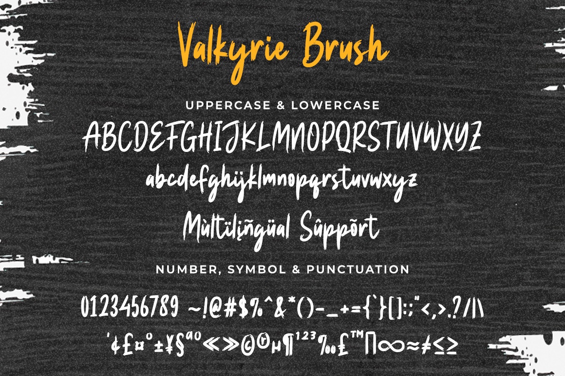 Beispiel einer Valkyrie Brush Regular-Schriftart