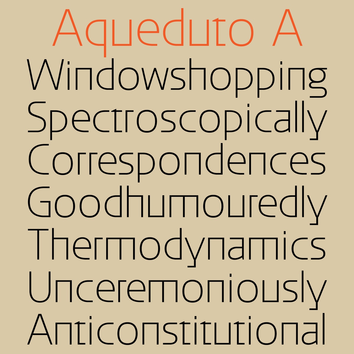 Beispiel einer Aqueduto Thin A-Schriftart