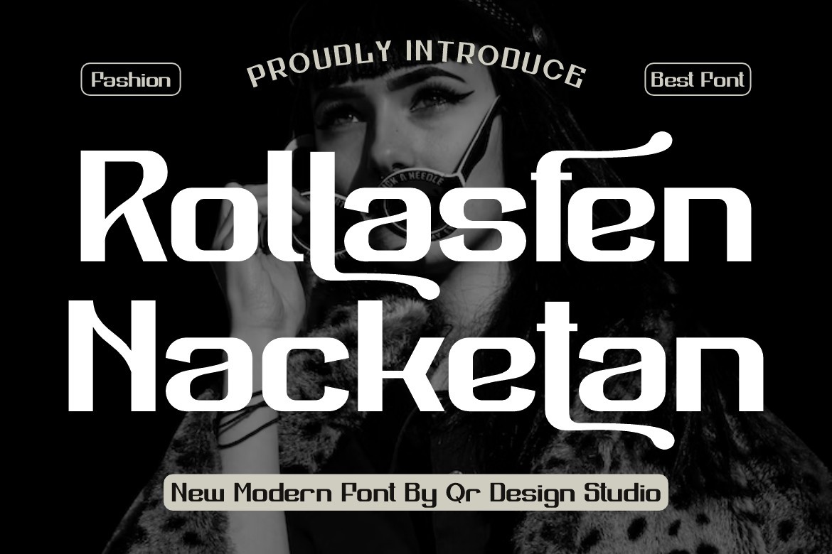 Beispiel einer Rollasfen Nacketan Regular-Schriftart