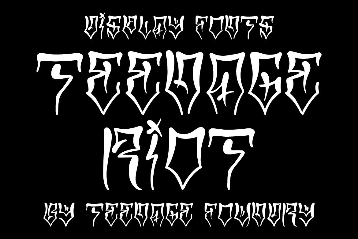 Beispiel einer TF Teenage Riot Outline-Schriftart