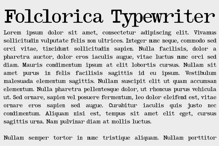 Beispiel einer Folclorica Typewriter Regular-Schriftart