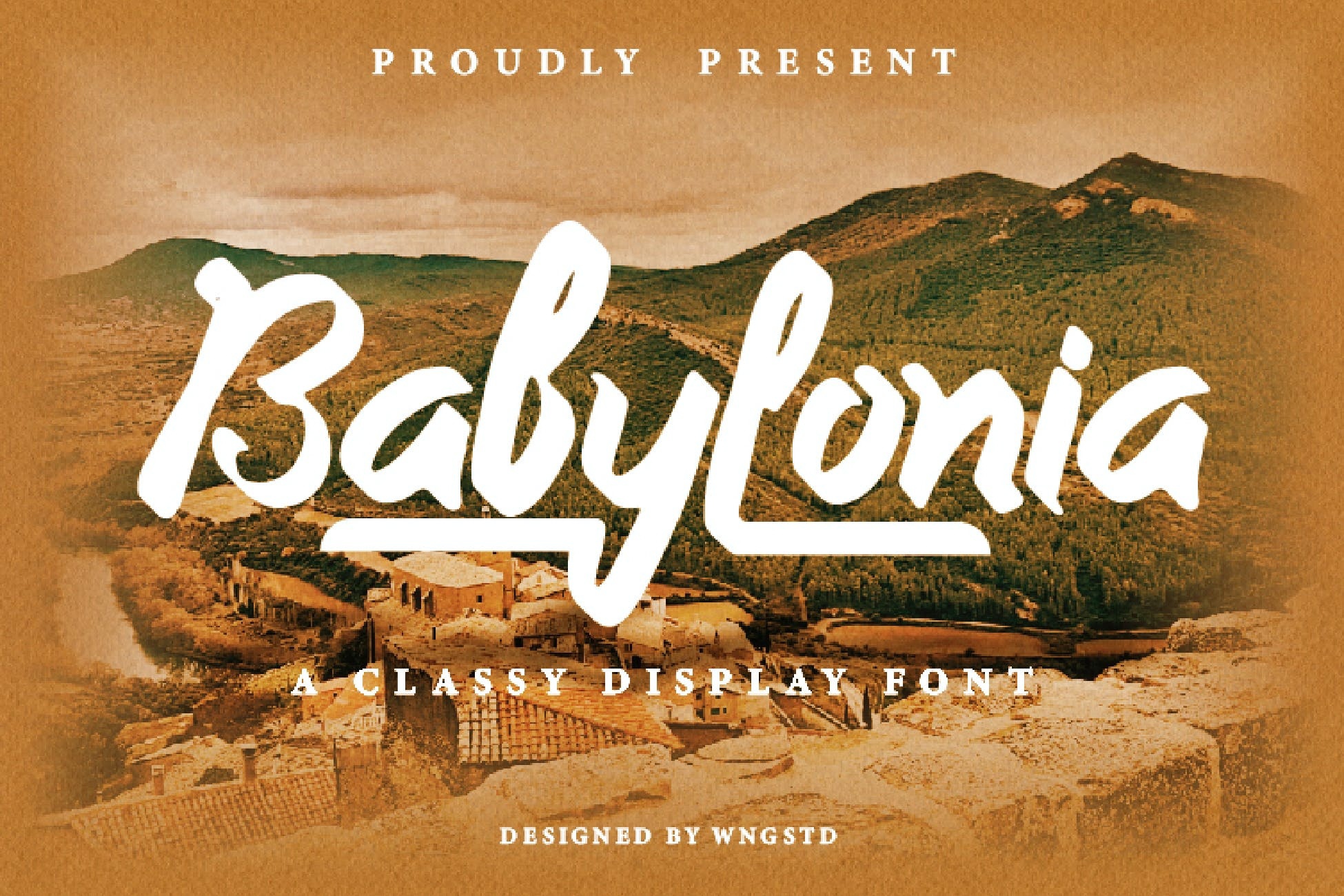 Beispiel einer Babylonya Regular-Schriftart