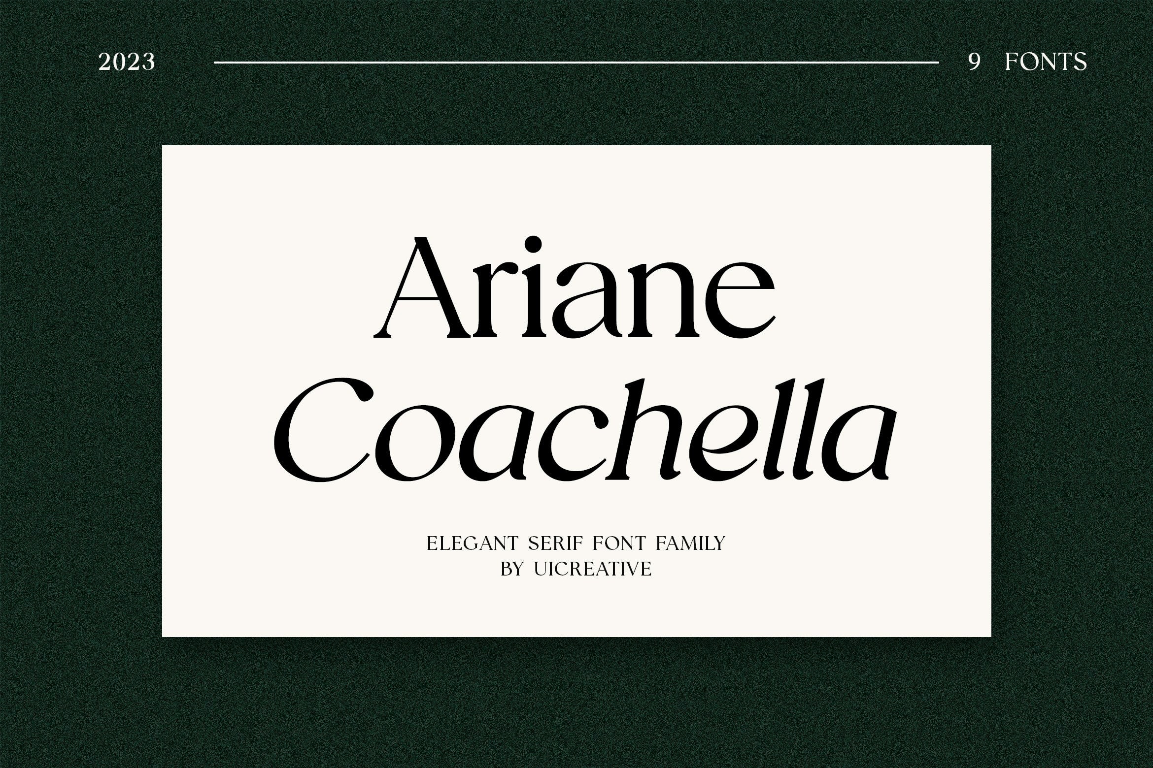 Beispiel einer Ariane Coachella Thin-Schriftart