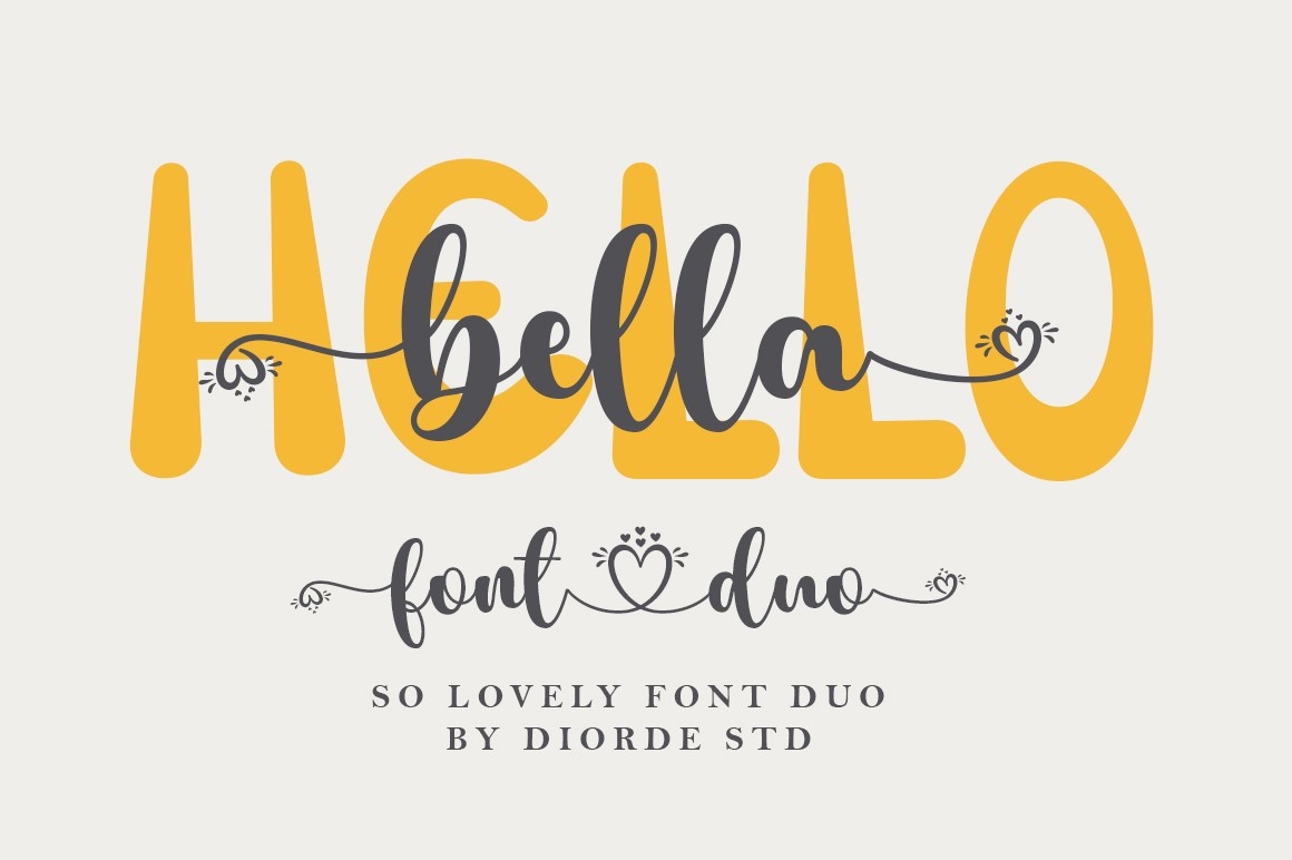 Beispiel einer Hello Bella Duo Regular-Schriftart