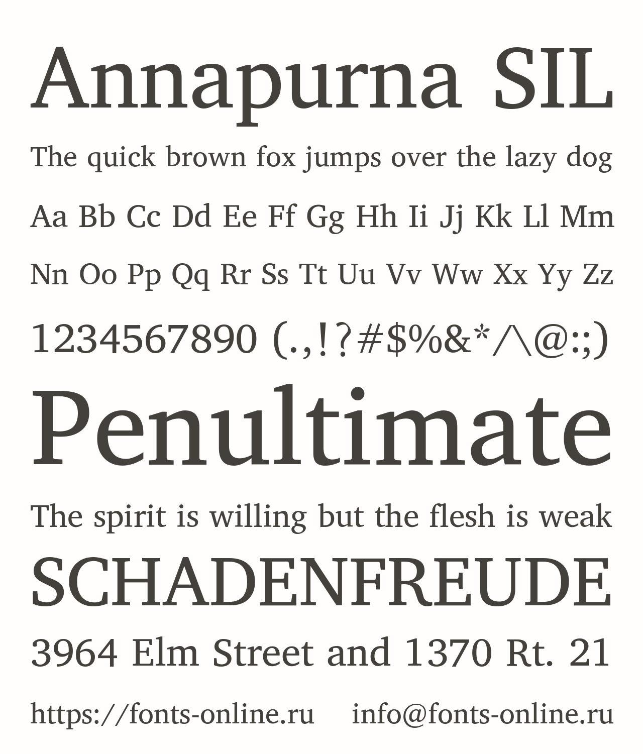 Beispiel einer Annapurna SIL-Schriftart