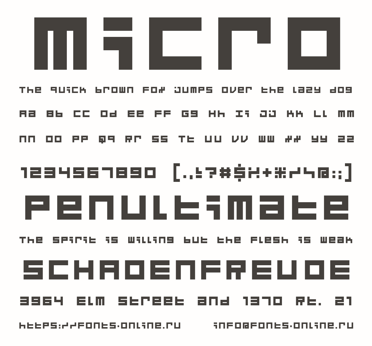 Beispiel einer Micro 5-Schriftart