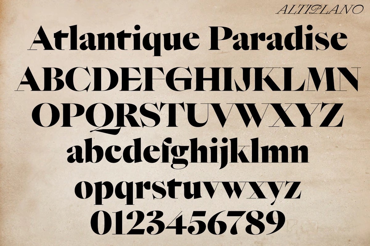 Beispiel einer Atlantique Paradise-Schriftart