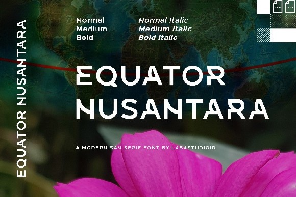 Beispiel einer Equator Nusantara Italic-Schriftart