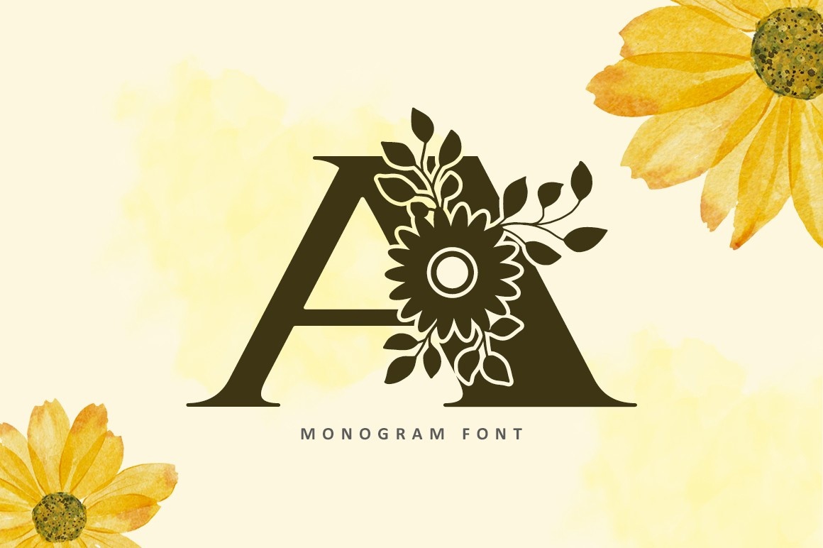 Beispiel einer Sunflower Monogram-Schriftart