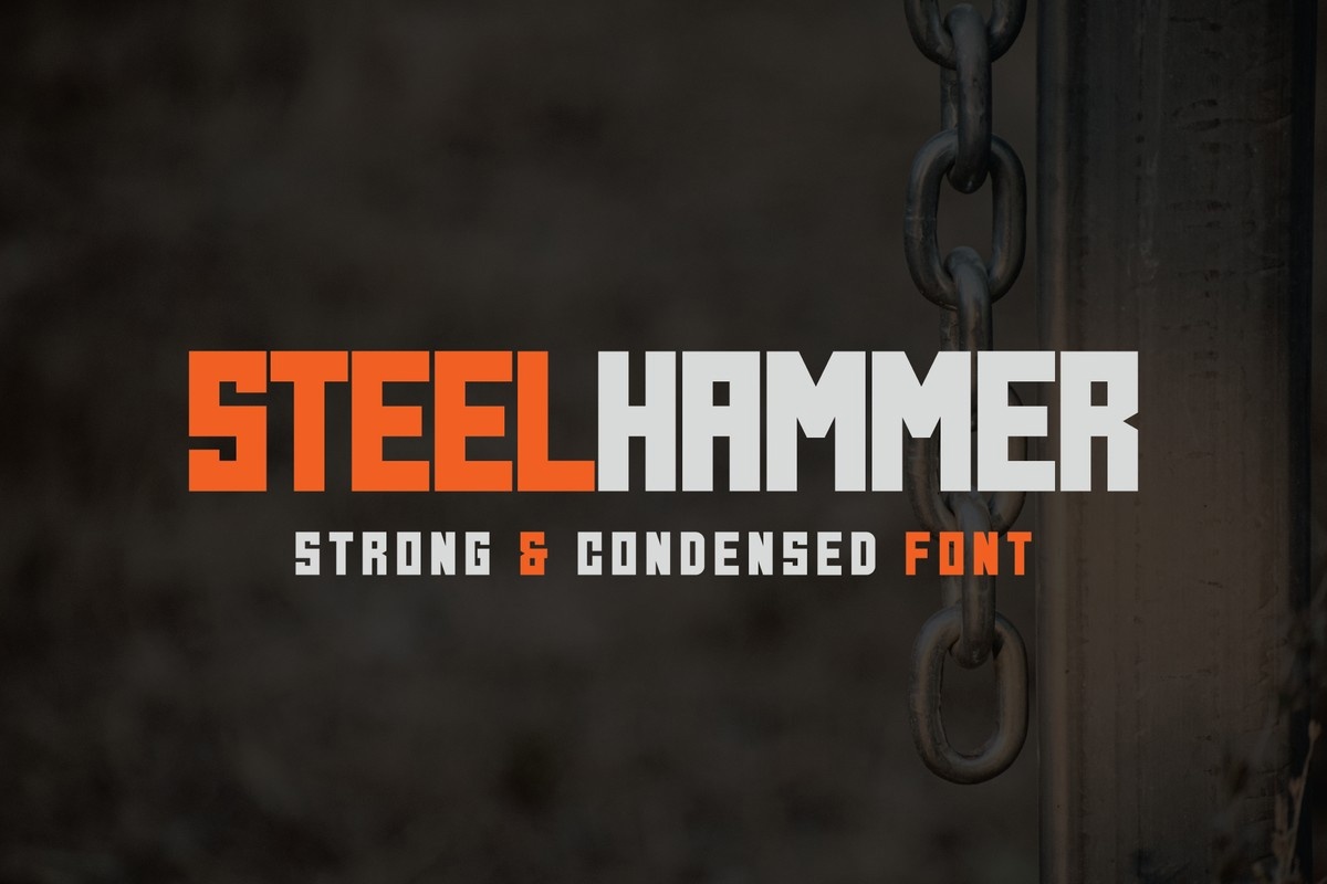 Beispiel einer Steel Hammer Regular-Schriftart