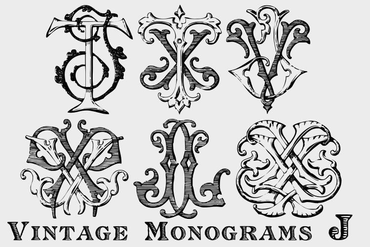 Beispiel einer Monocracy Vintage Monograms J-Schriftart