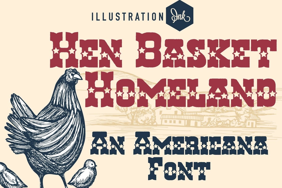 Beispiel einer Hen Basket Homeland-Schriftart