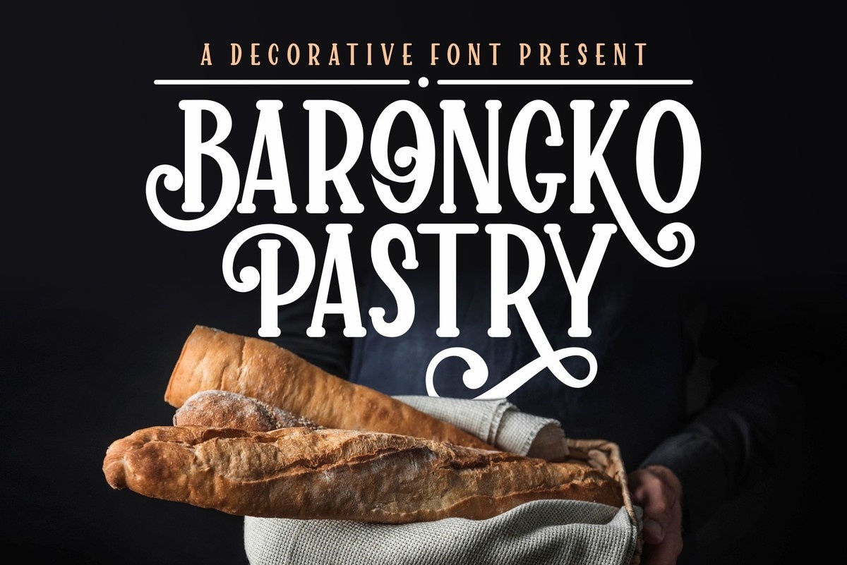 Beispiel einer Barongko Pastry-Schriftart