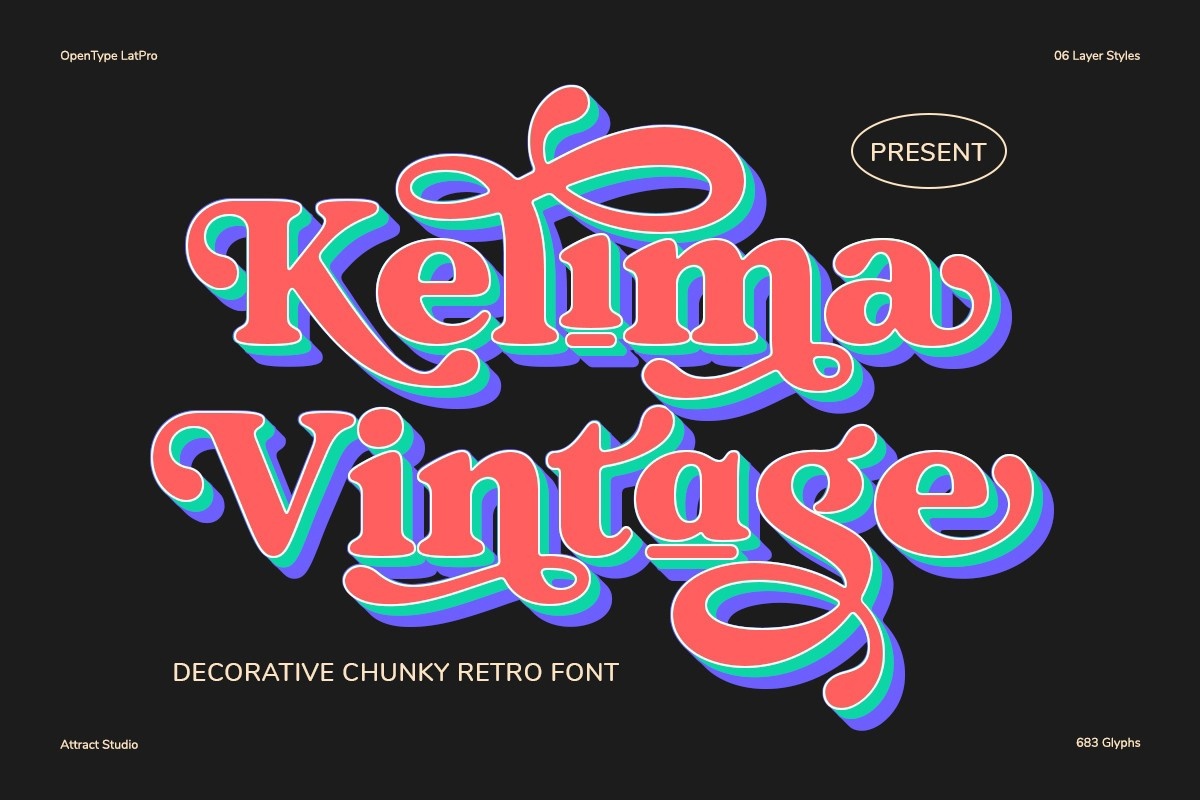 Beispiel einer Kelima Vintage Regular-Schriftart