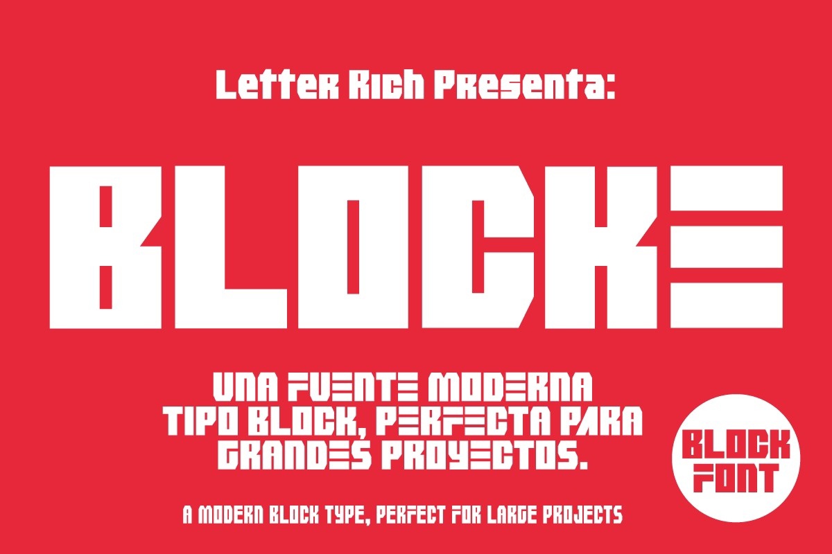 Beispiel einer Blocke font Ricardo Patiño Condensed Italic-Schriftart