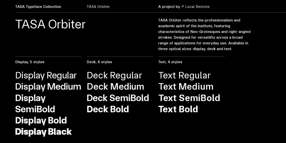 Beispiel einer TASA Orbiter Deck Bold-Schriftart