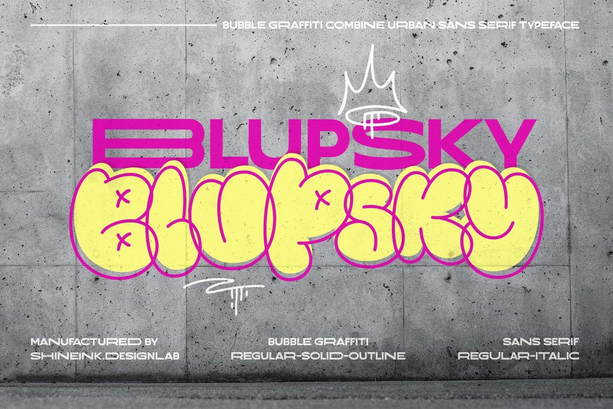 Beispiel einer Blupsky-Schriftart
