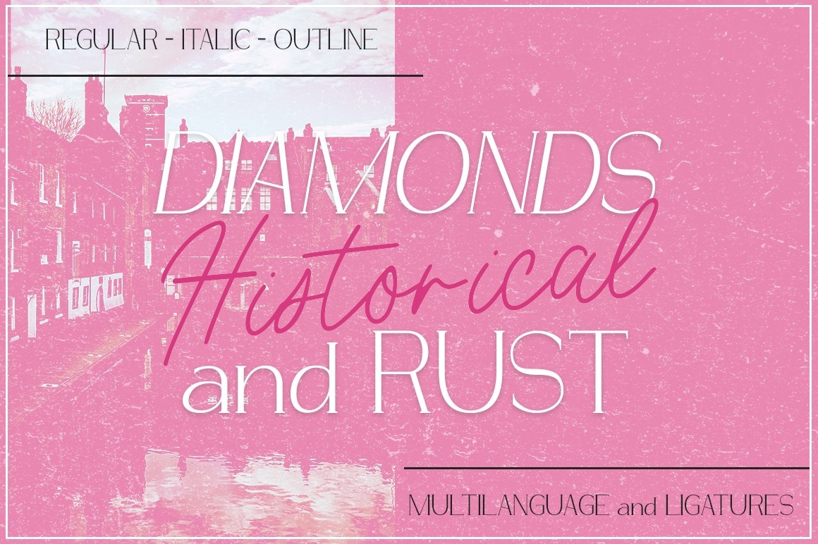 Beispiel einer Diamonds and Rust Historical-Schriftart
