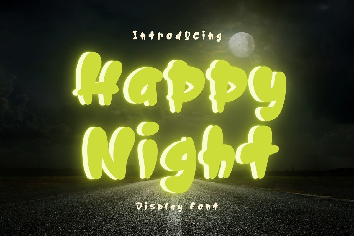 Beispiel einer Happy Night Regular-Schriftart