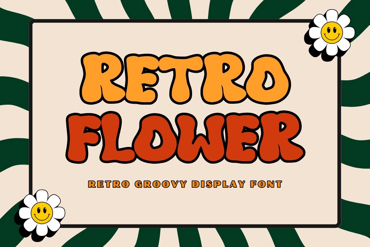 Beispiel einer Retro Flower Regular-Schriftart