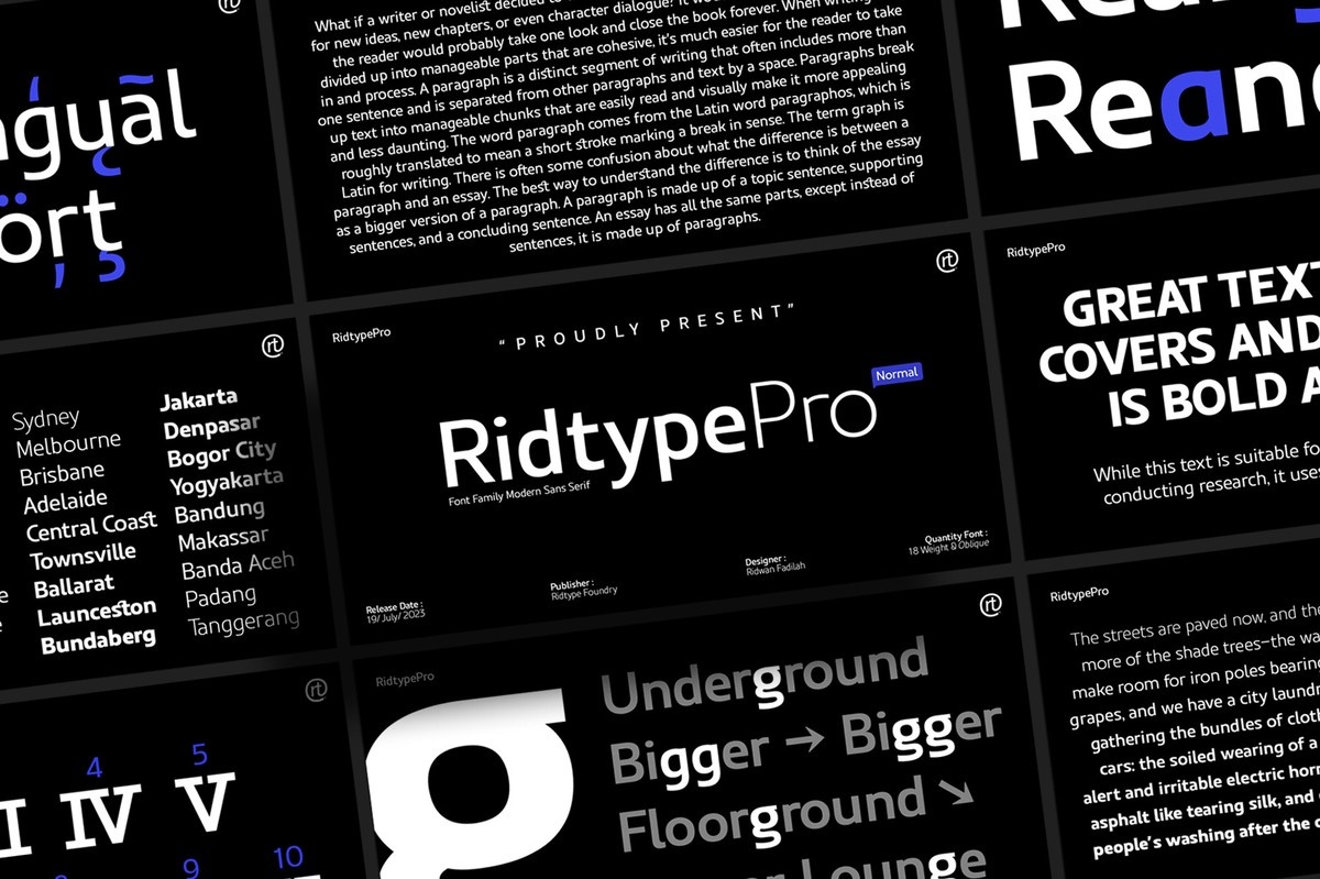 Beispiel einer Ridtype Pro Bold-Schriftart