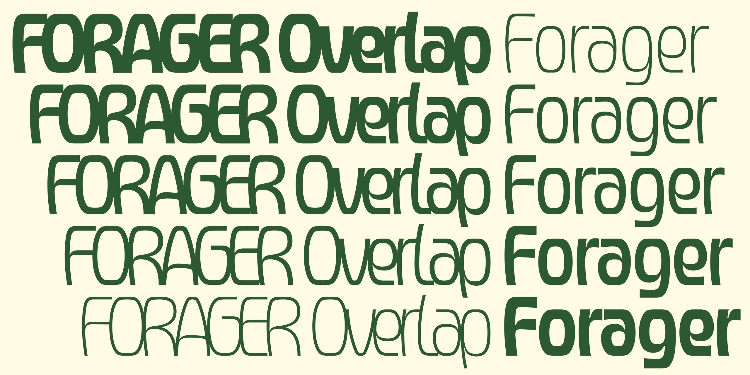 Beispiel einer Forager Medium Overlap-Schriftart