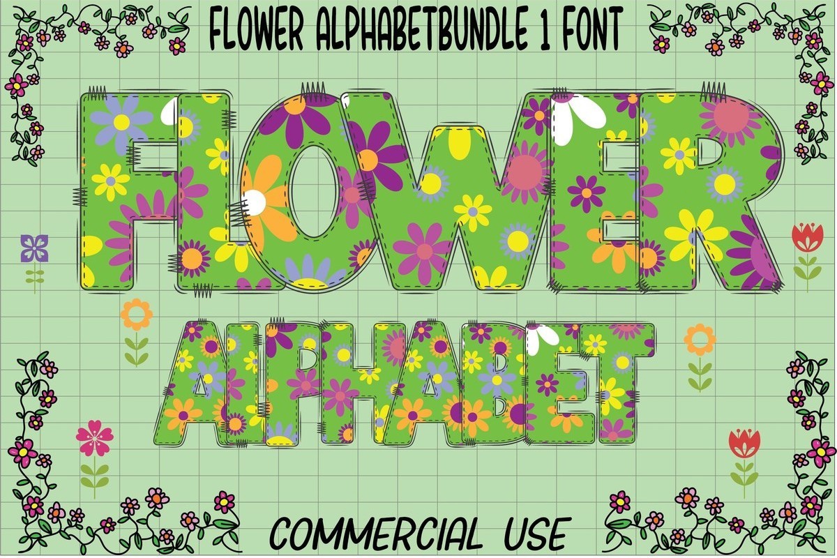Beispiel einer Flower Alphabet Regular-Schriftart