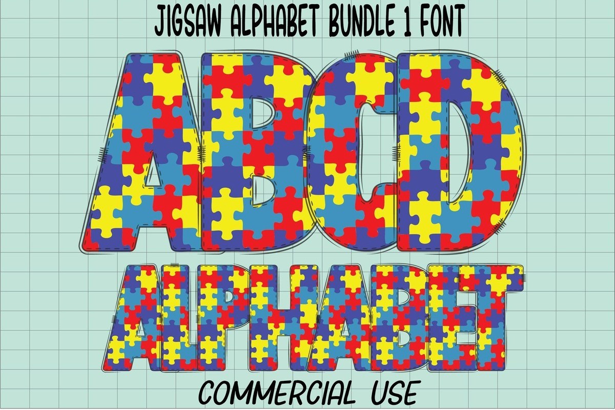 Beispiel einer Jigsaw Alphabet-Schriftart