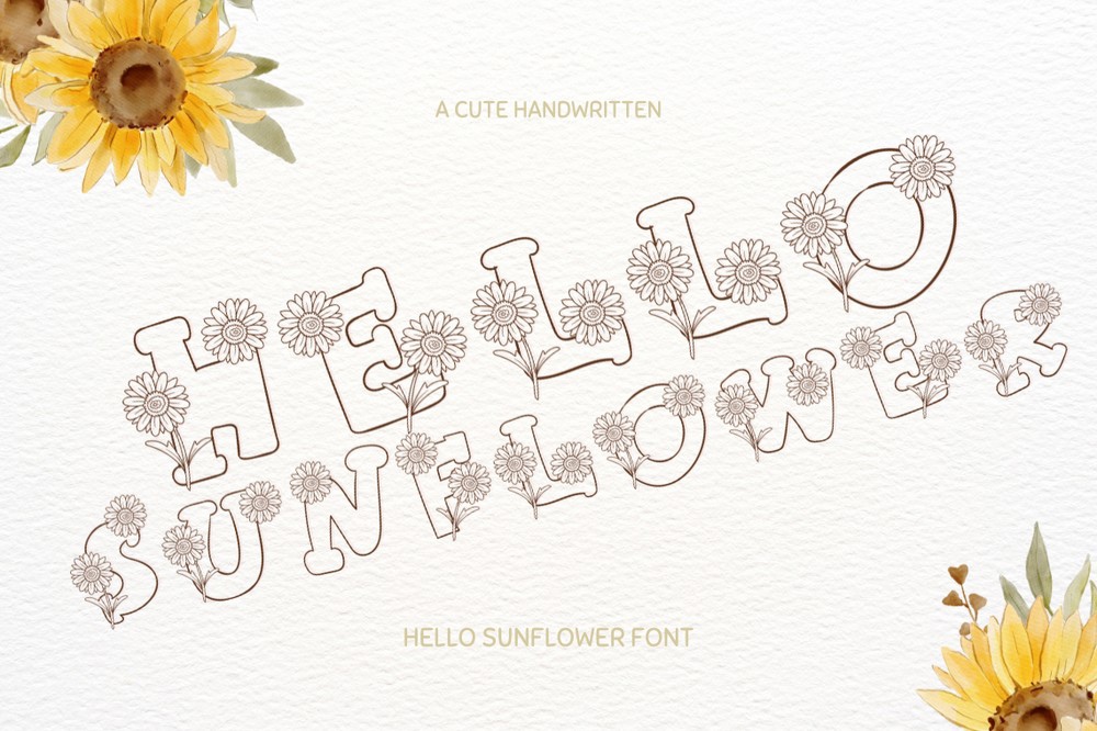 Beispiel einer Hello Sunflower Regular-Schriftart