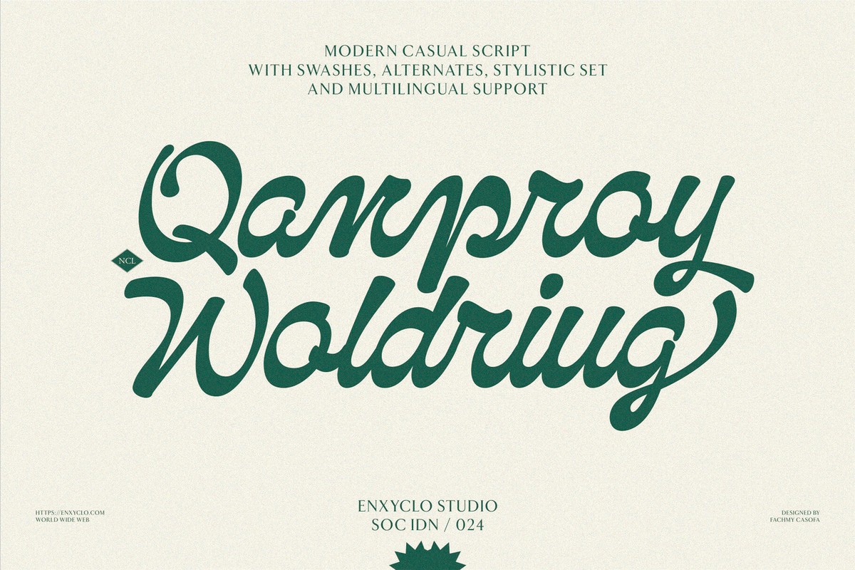 Beispiel einer NCL Qanproy Woldriug-Schriftart