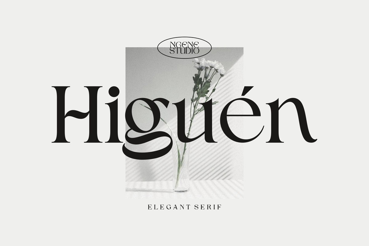 Beispiel einer Higuen Regular-Schriftart