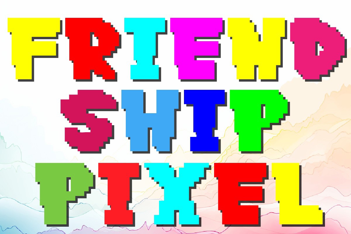 Beispiel einer Pixel Friendship Regular-Schriftart