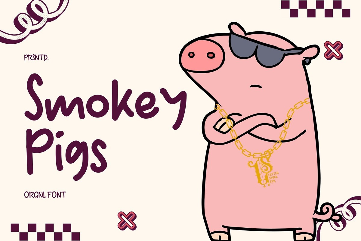 Beispiel einer Smokey Pigs Regular-Schriftart