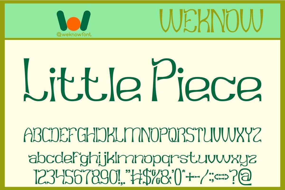 Beispiel einer Little Piece Italic-Schriftart