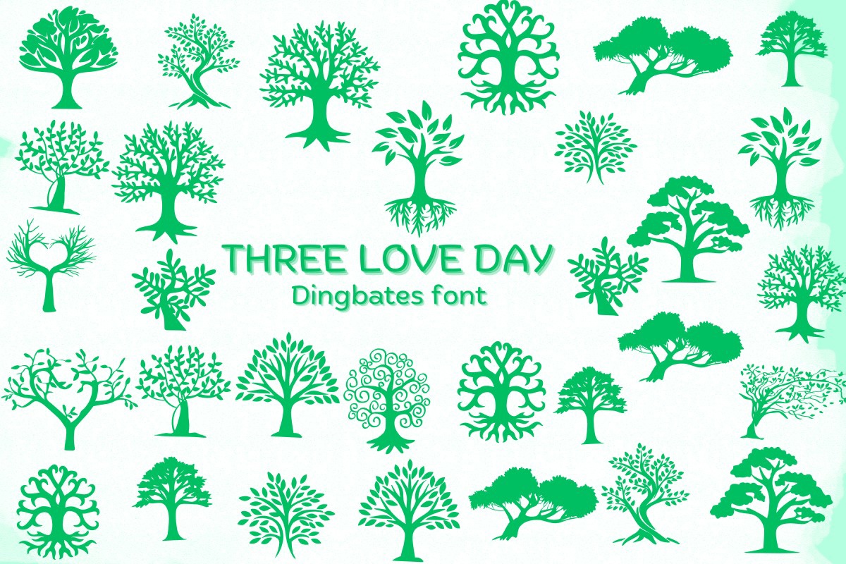 Beispiel einer Tree Love Day-Schriftart