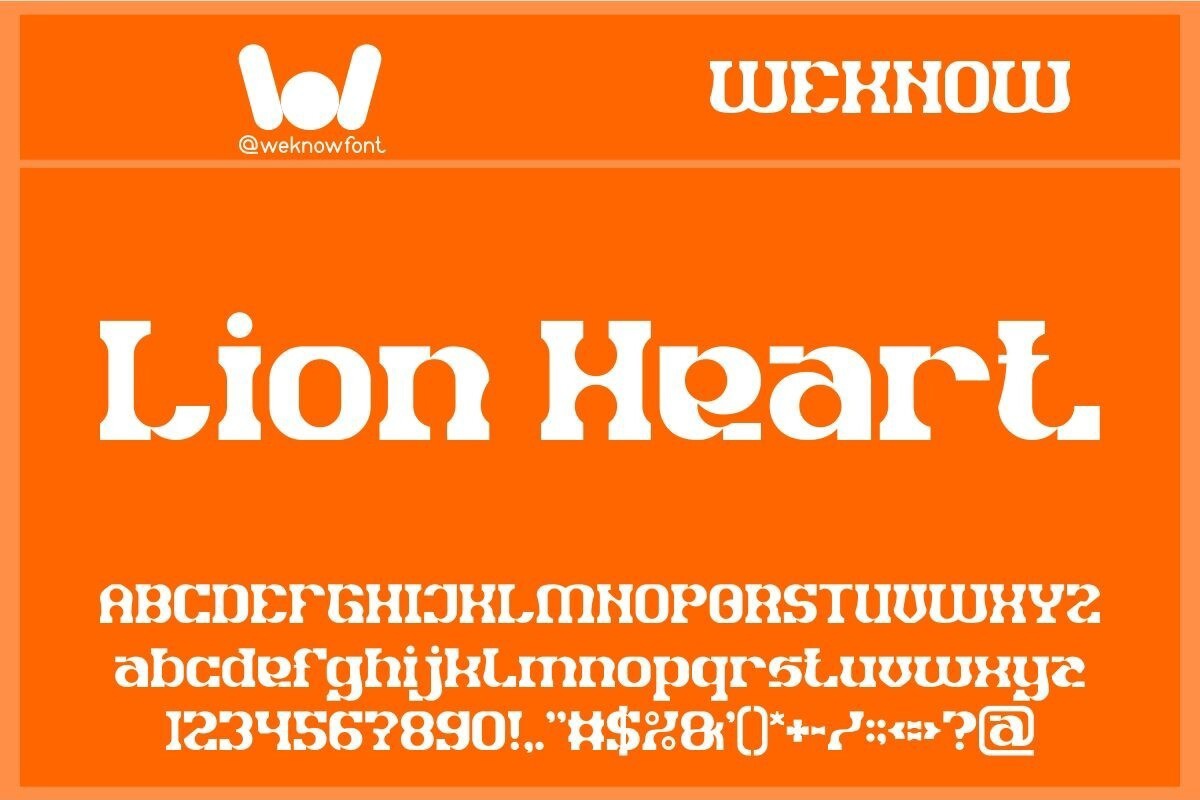 Beispiel einer Lion Heart Hollow-Schriftart
