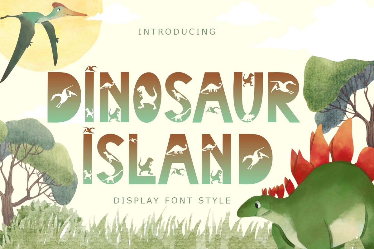 Beispiel einer Dinosaur Island Regular-Schriftart