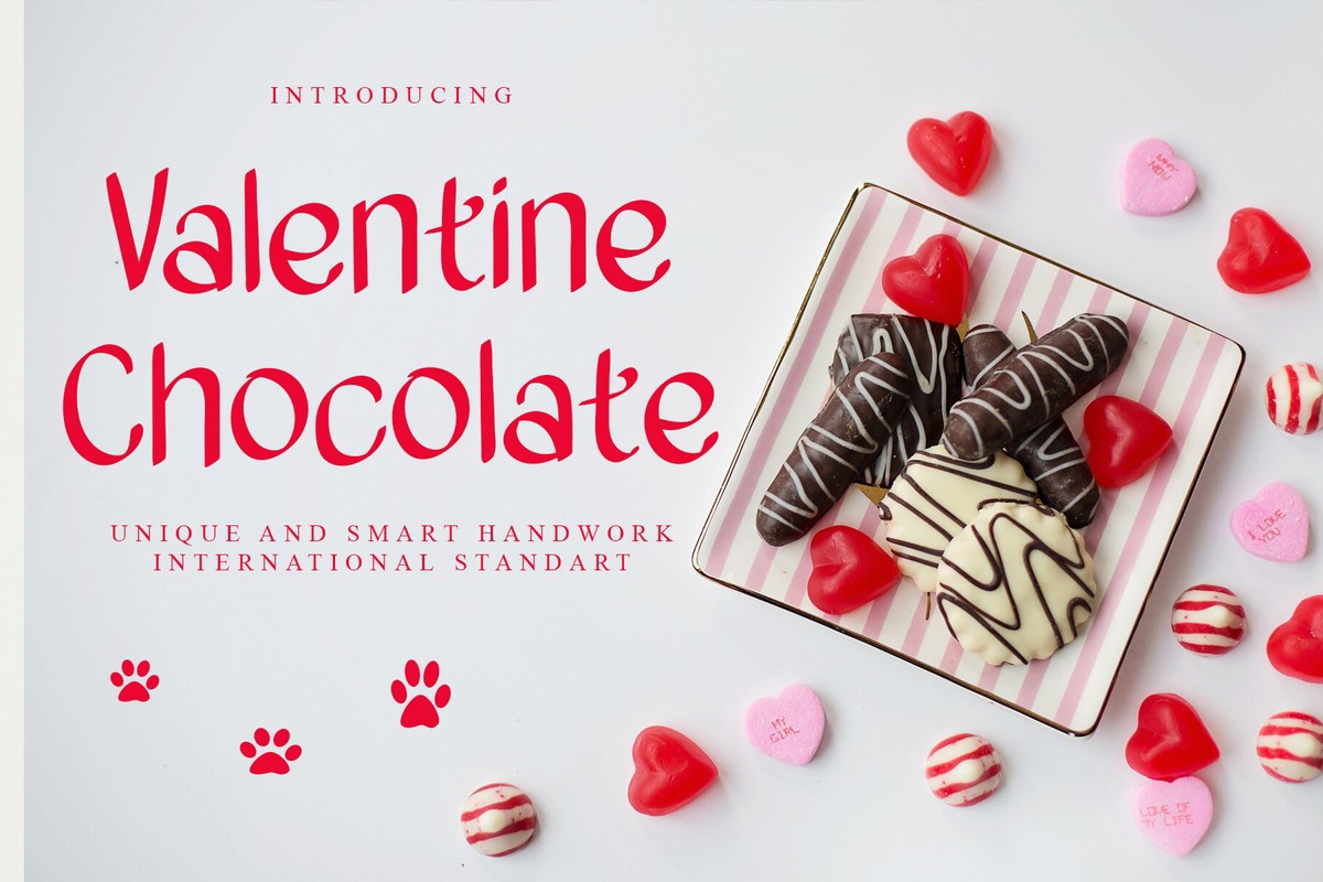 Beispiel einer Valentine Chocolate Regular-Schriftart