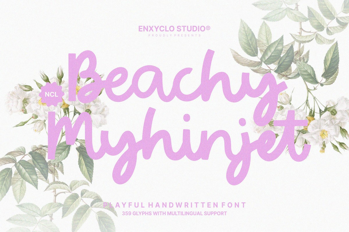 Beispiel einer NCL Beachy Myhinjet-Schriftart